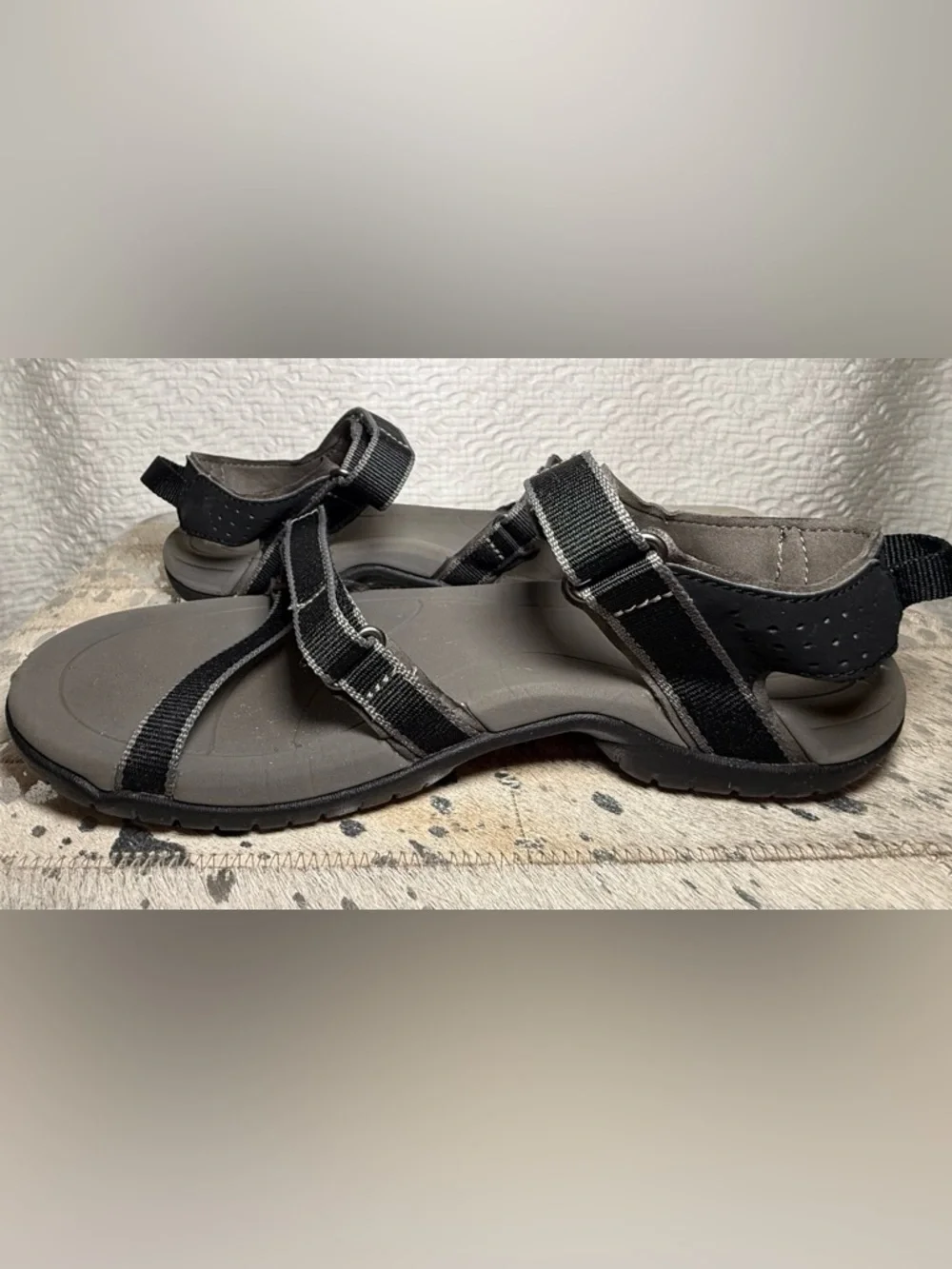 Teva Strappy Sport Sandals Black Trail Hiking Comfort US 7